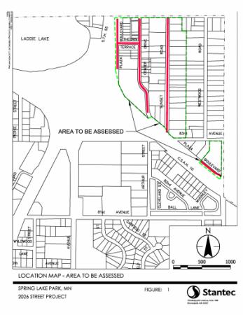 map showing location of 2026 Street Improvement Project