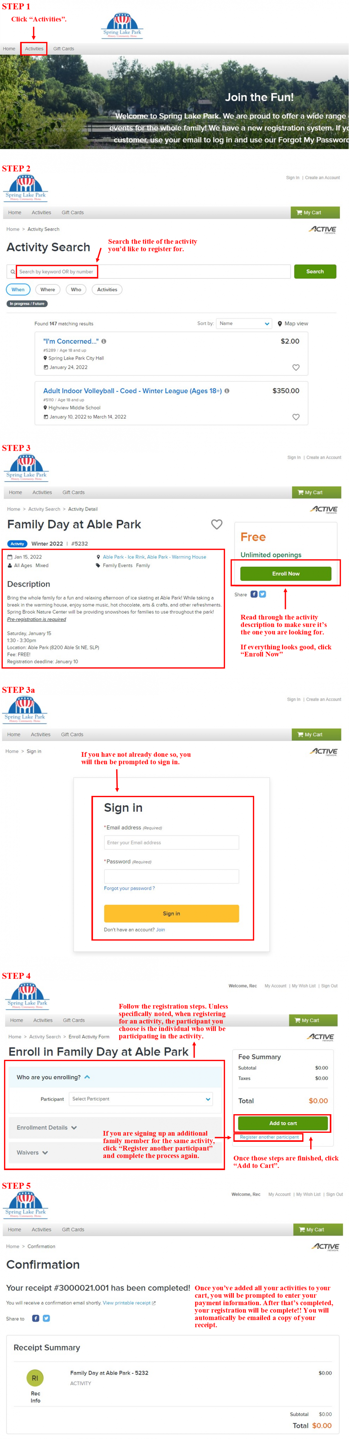 How to Register for an Activity